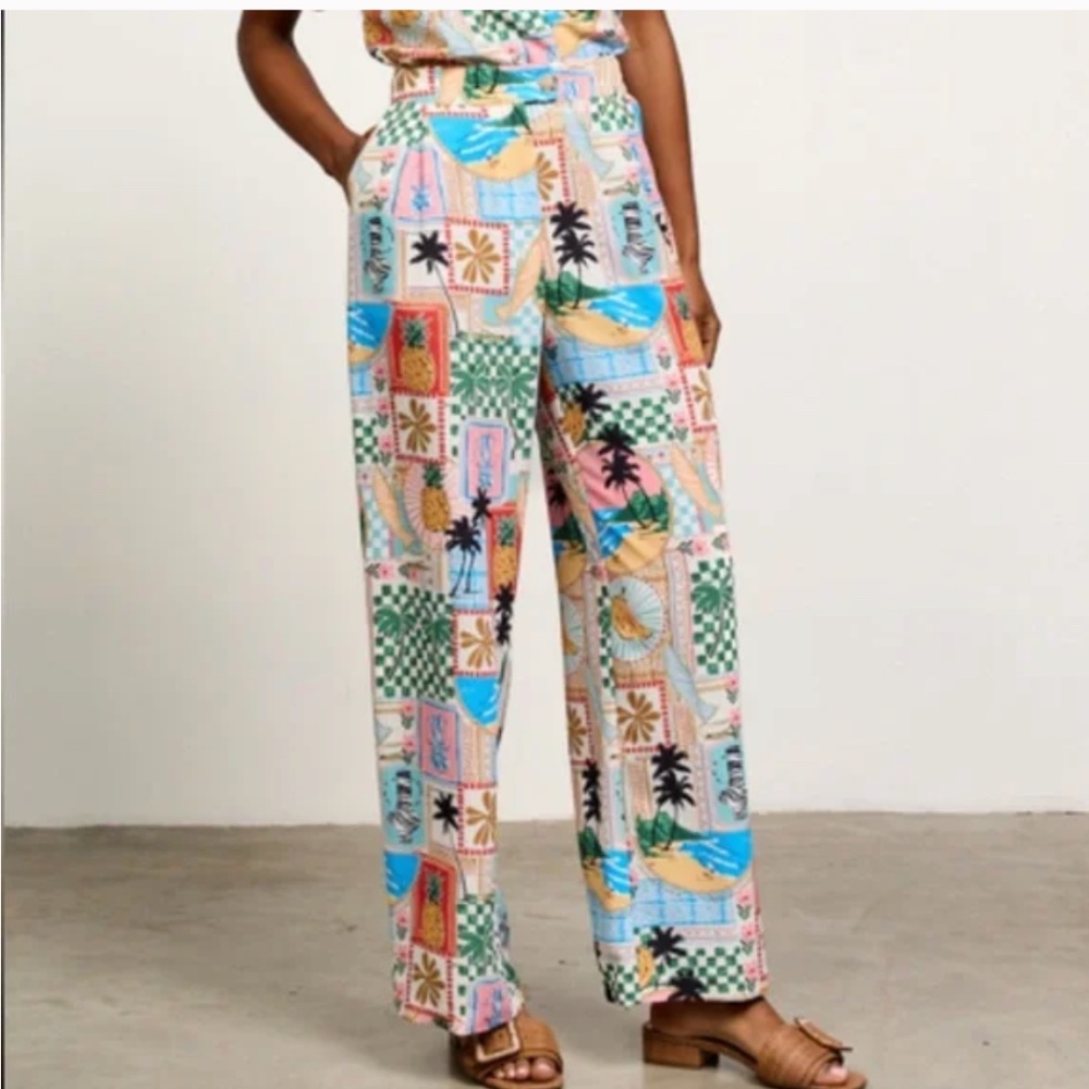 Skies are blue silky tropical blouse pants cute for Spring 3X nwt - Picture 2 of 7